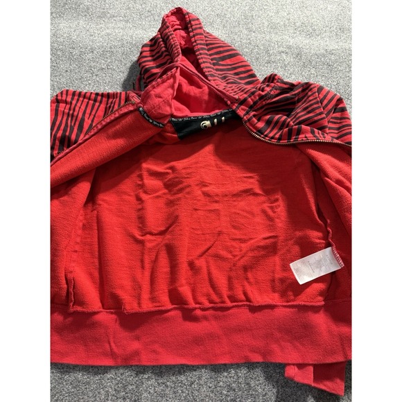 Abbey Dawn Avril Lavigne Zebra Striped Hoodie Cat Ears & Studs XL Y2K Vintage - Picture 12 of 15